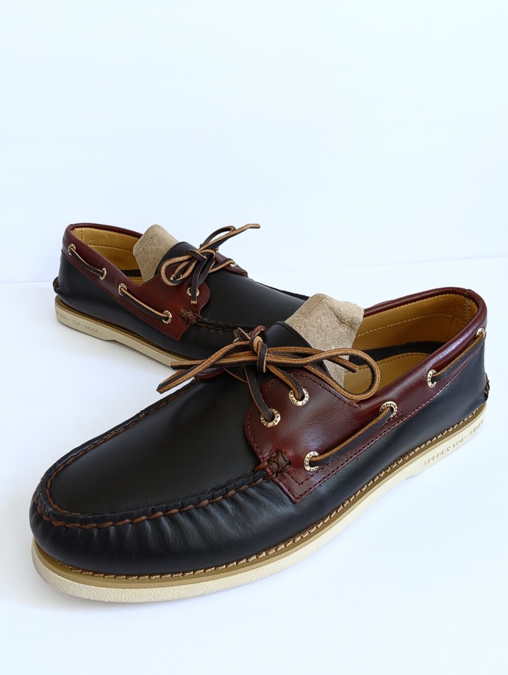 Sperry Authentic Original 2-Eye Men’s Boat Shoes, Brown/ Black, US Size 9